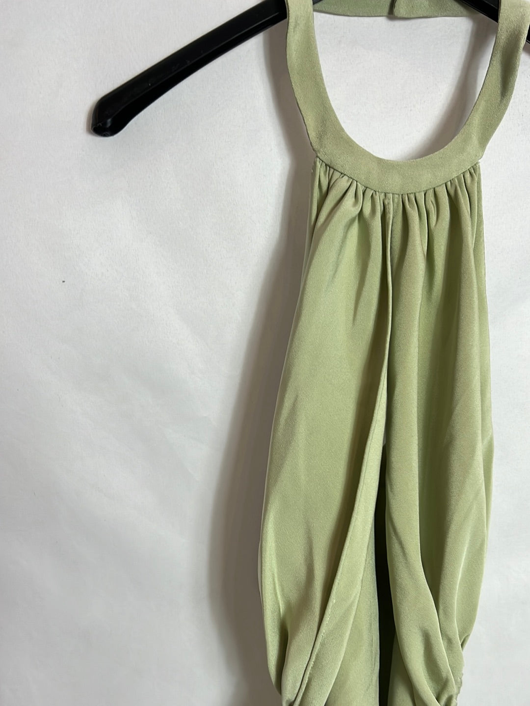 OTHERS. Green satin halterneck top. TS