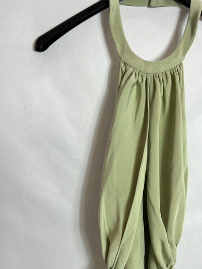OTHERS. Green satin halterneck top. TS