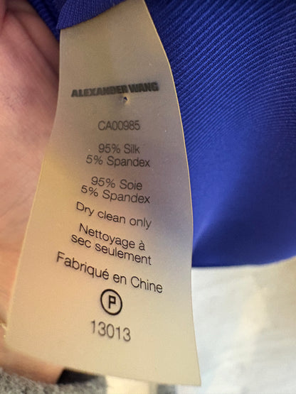 ALEXANDER WANG. Vestido seda azul aberturas