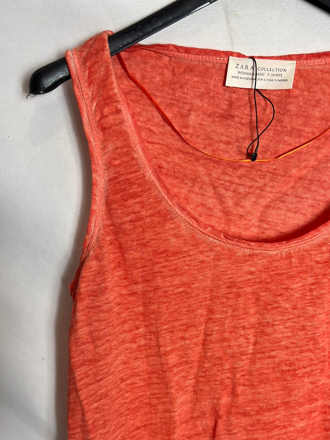 ZARA. Camiseta sin naranja Lino naranja. T S
