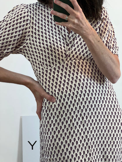 ZÚA. Printed beige midi dress. T.S.