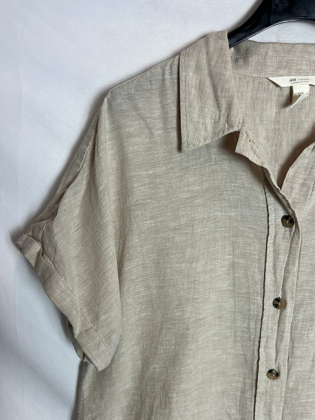 H&amp;M. Beige Linen Short-Sleeved Shirt. Size 40