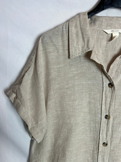 H&amp;M. Beige Linen Short-Sleeved Shirt. Size 40