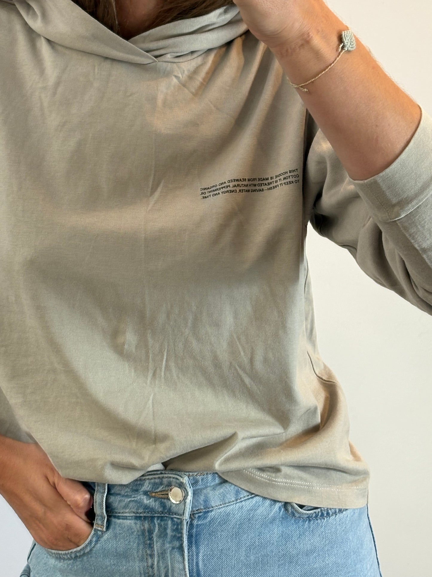 PANGAIA. Thin beige letter sweatshirt. T.S.