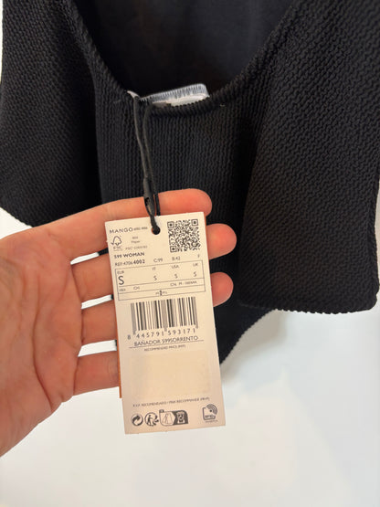 MANGO. Bañador negro textura. T S