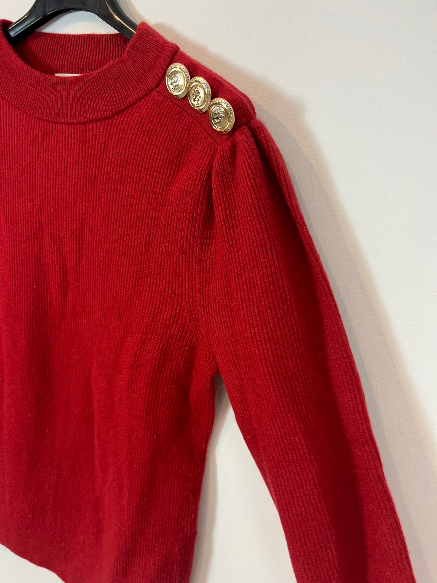CLAUDIE PIERLOT. Jersey rojo detalle botones. T 1 (S)