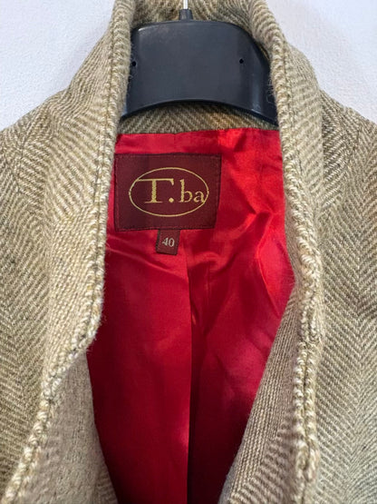 TBA. Blazer lana beige espiga