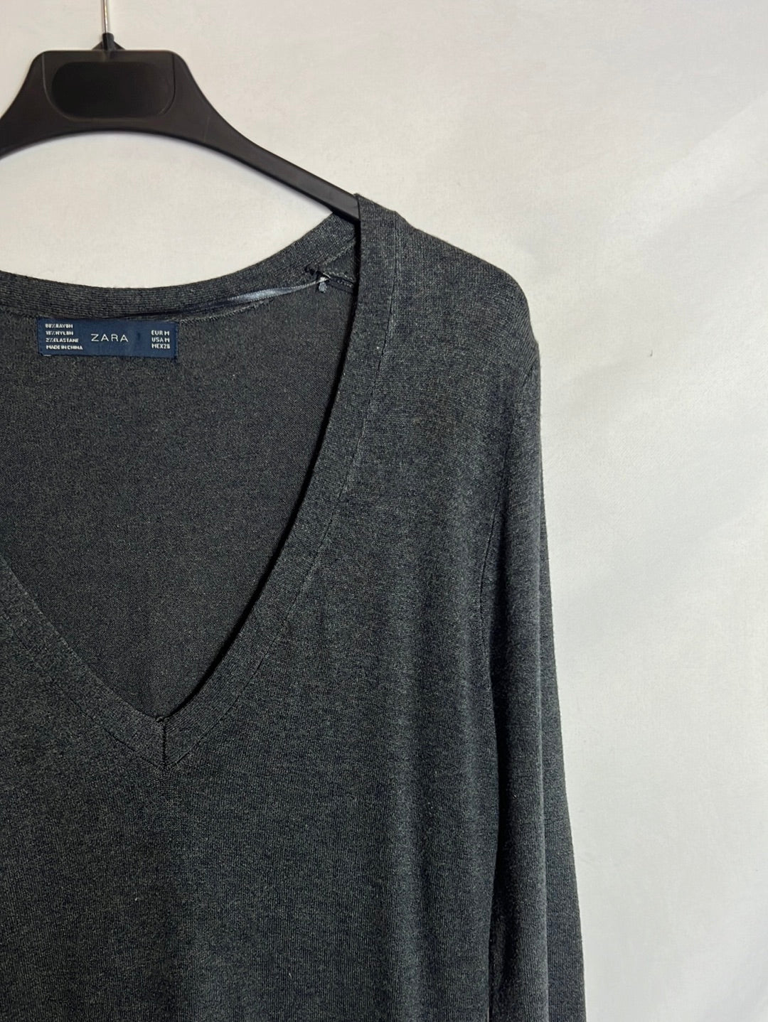 ZARA. Vestido gris punto T.m