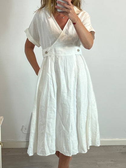 BANANA REPUBLIC. White cotton midi dress. Size XS