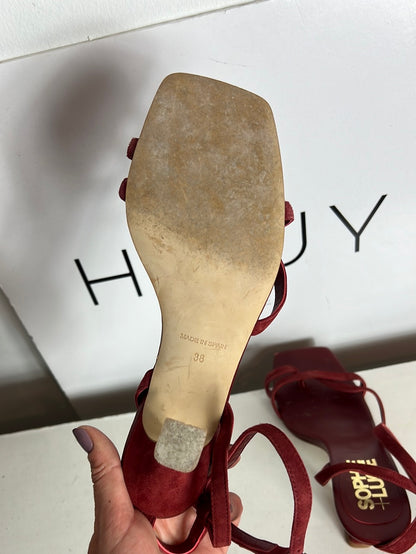 SOPHIE&LUCIE. Sandalia piel tiras rojiza. T 38