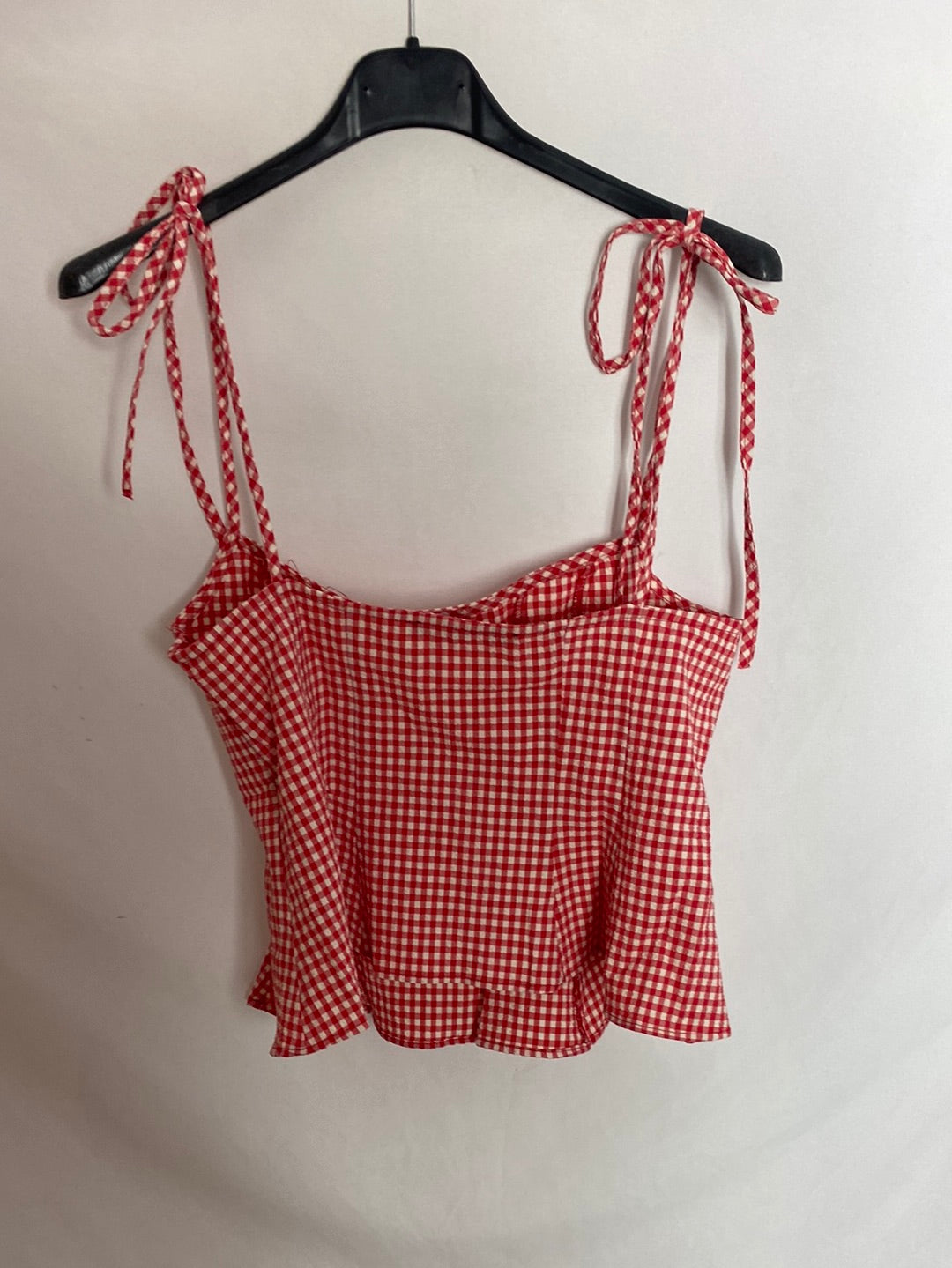 ZARA. Top rojo cuadros vichí T.m