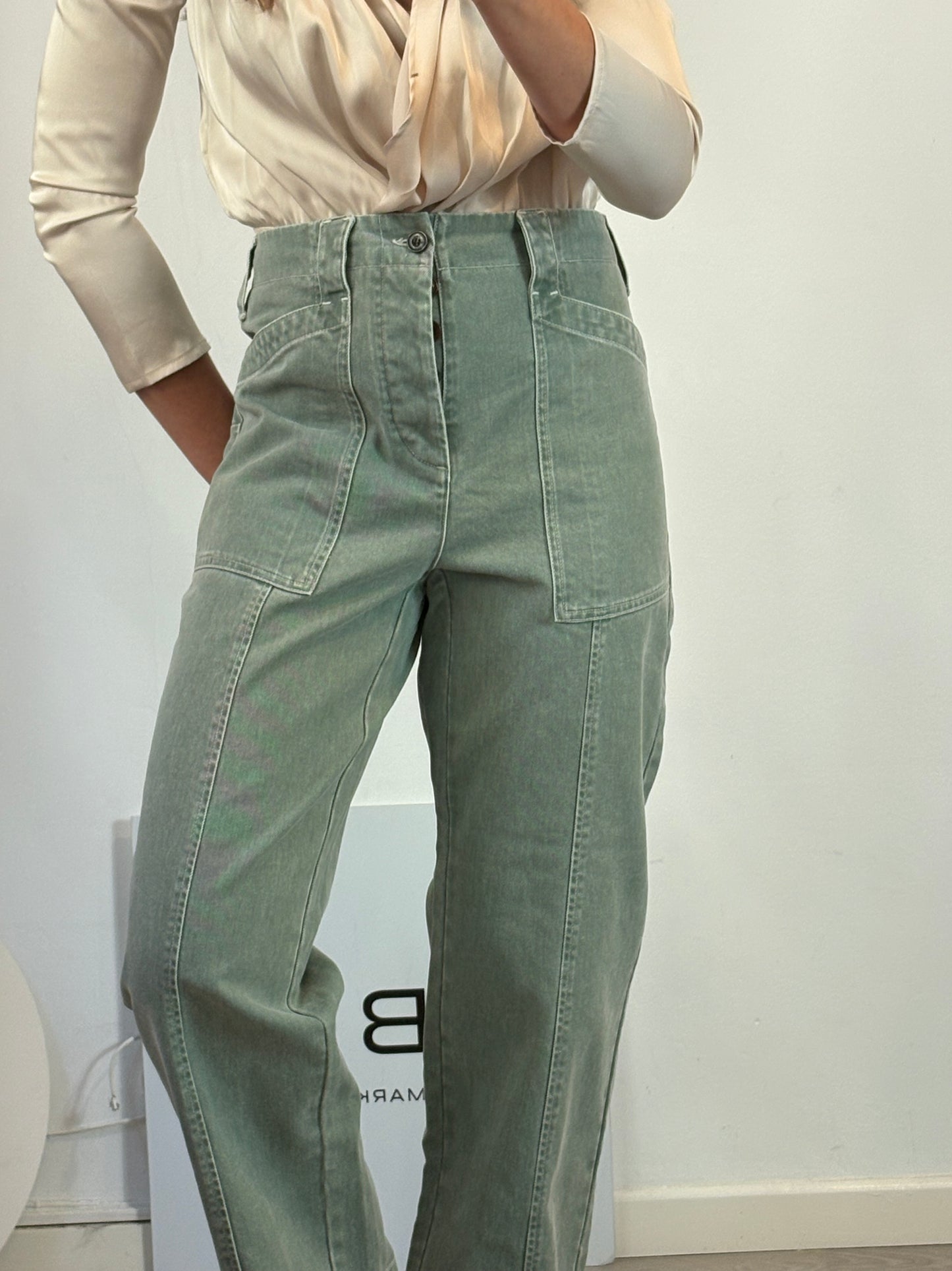 SOEUR. Denim verde agua abotonado