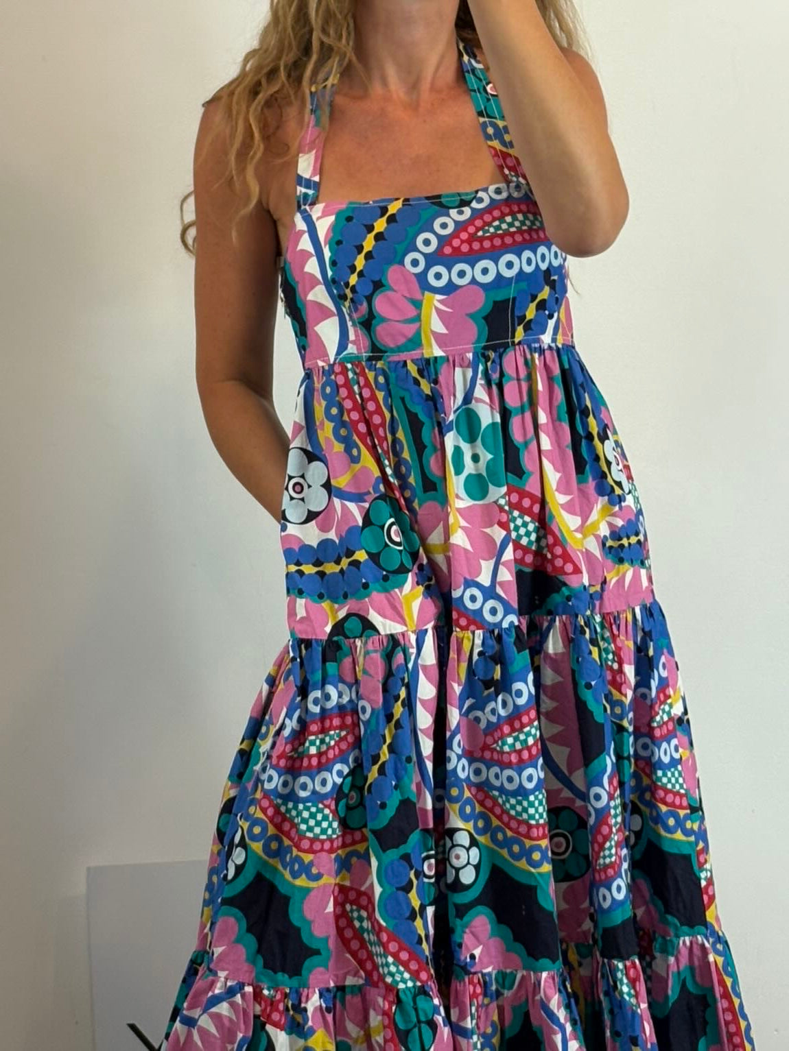 J.  CREW. Vestido multi estampado bolsillos