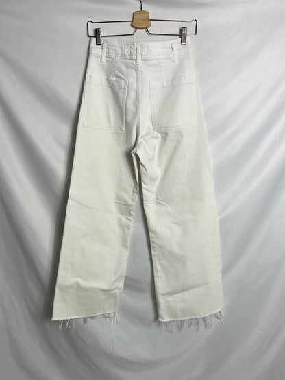 ZARA. Pantalón denim culotte blanco. T 38