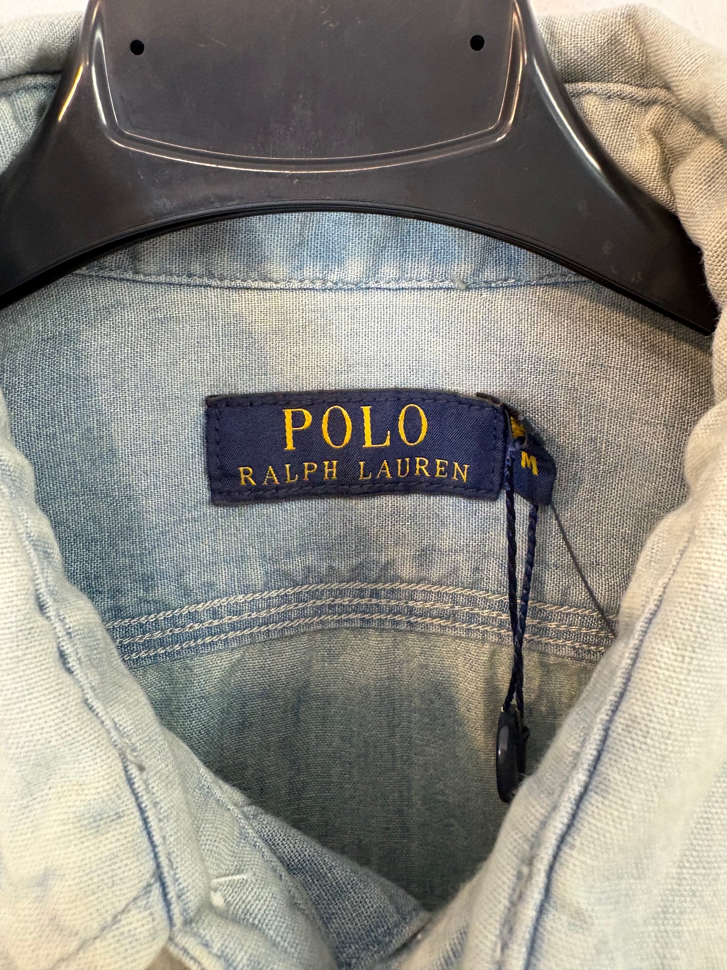 RALPH LAUREN. Camisa denim fluida logo. T M