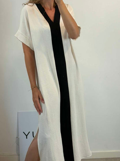 Vestido largo color crudo fluido