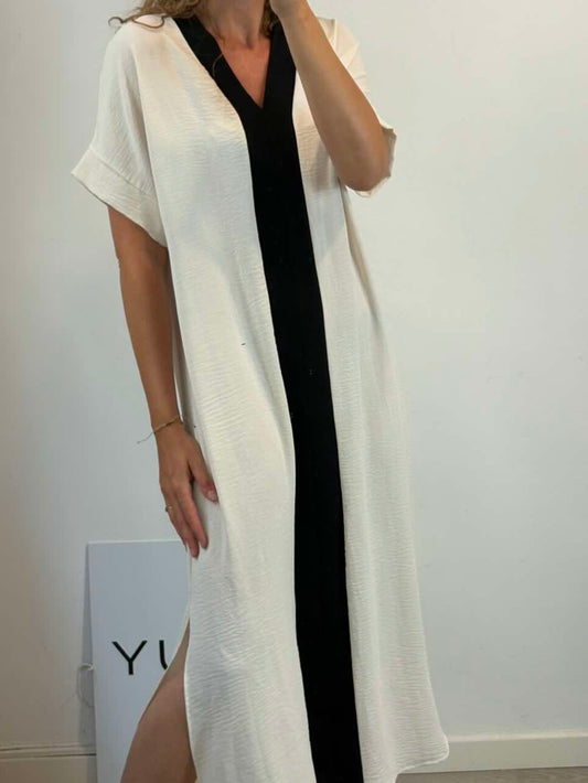 Vestido largo color crudo fluido