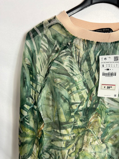 ZARA. Top hojas semitransparente . T S