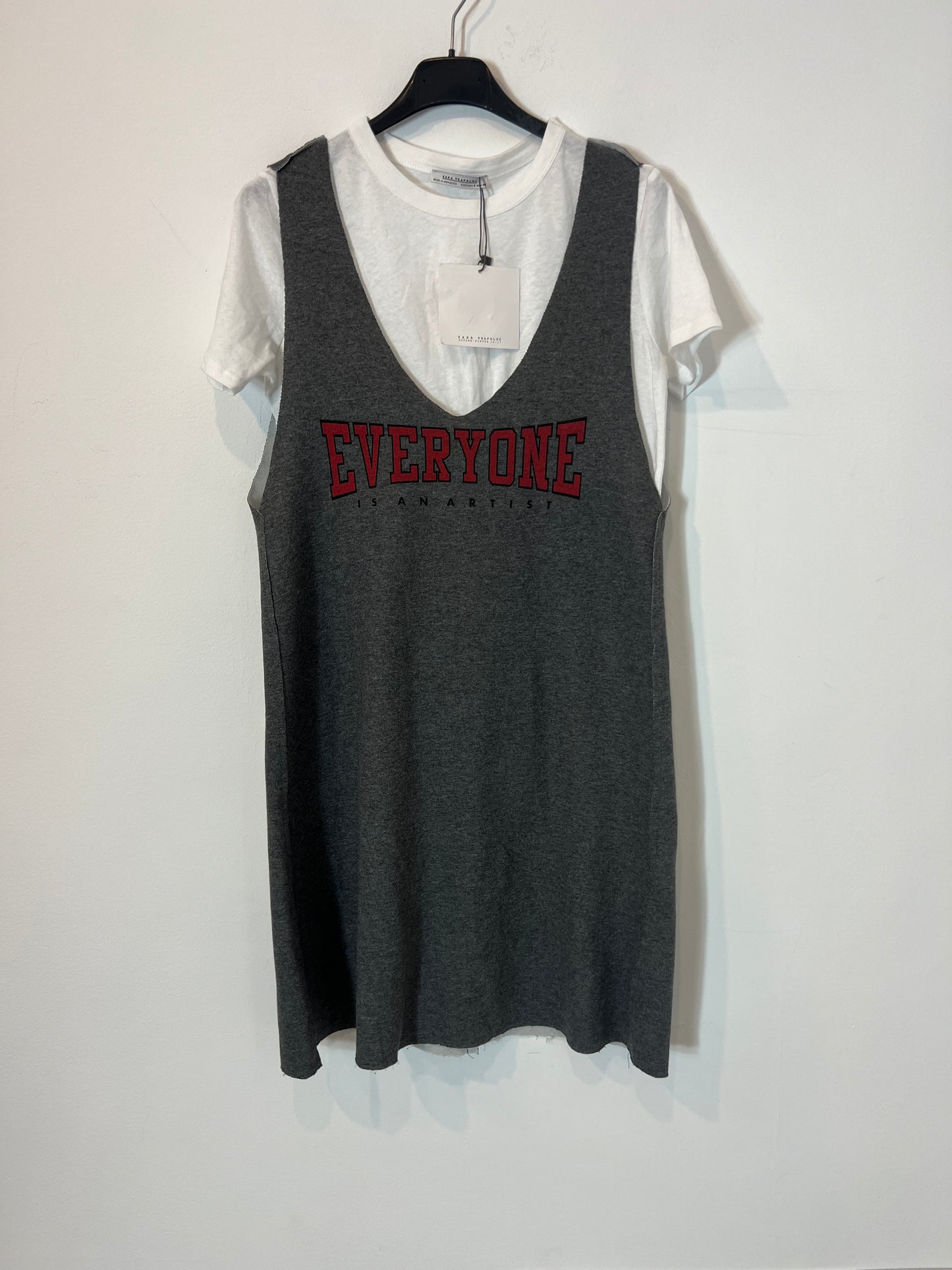 ZARA. Vestido gris doble capa. T S