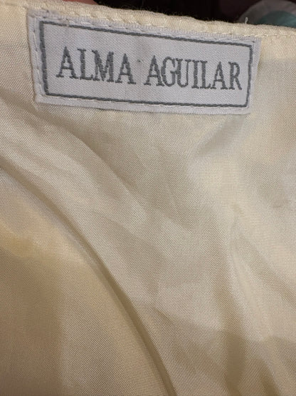 ALMA AGUILAR. Beige embroidered skirt, size 38