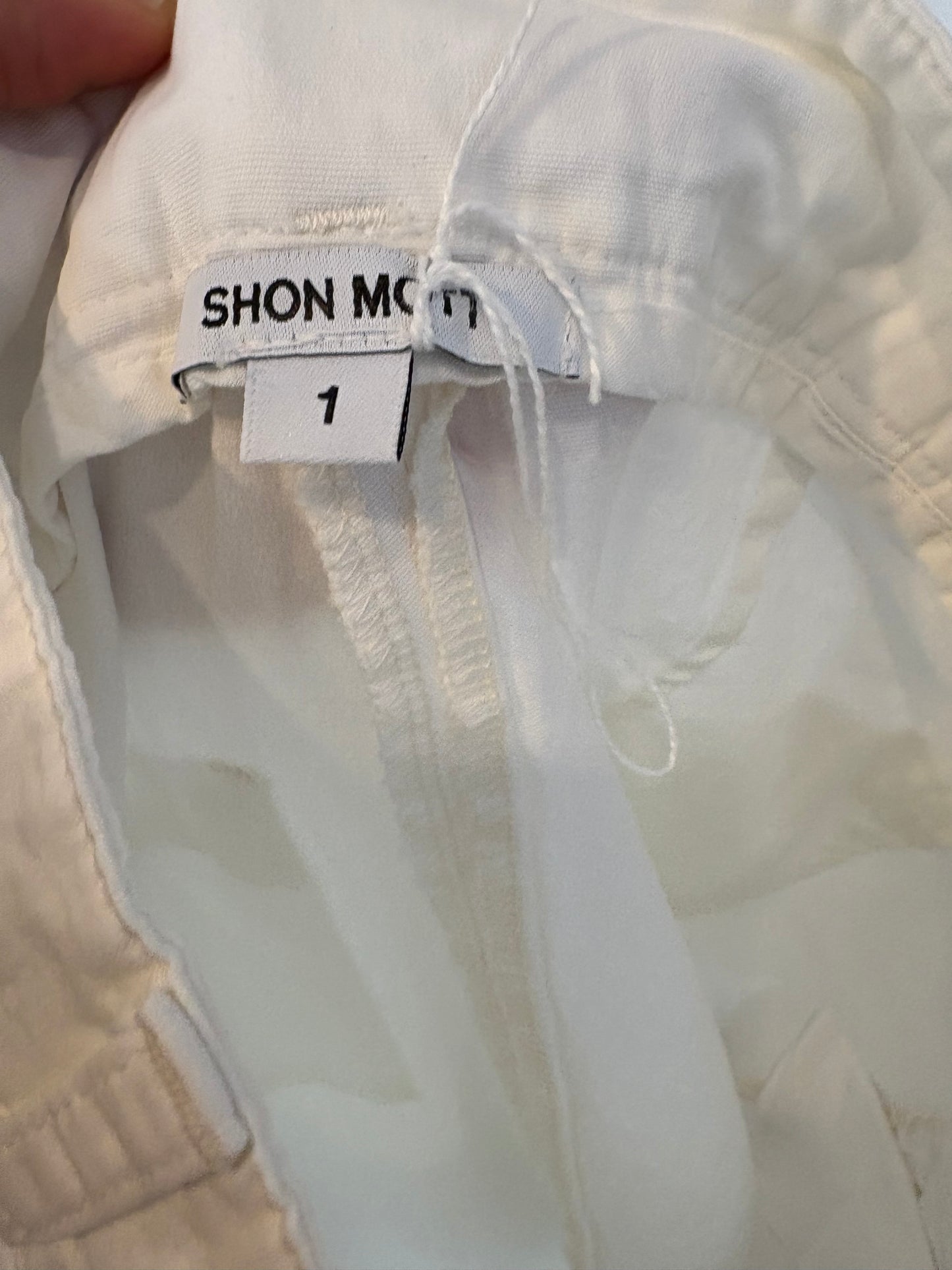 SHON MOTT. Denim ligero blanco pata ancha