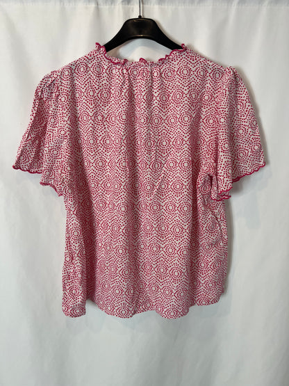 POLIN ET MOI. White blouse with rose print. TS