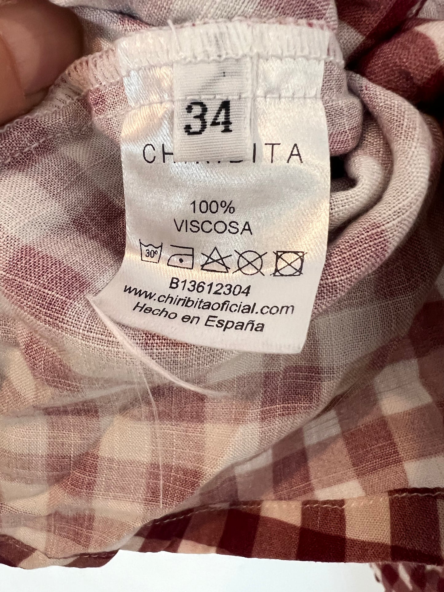 CHIRIBITA. Burgundy checked blouse size 34