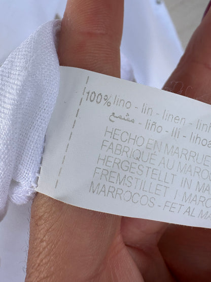 ZARA. Camisa blanca 100% lino bolsillos