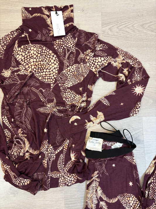 FORTE FORTE. Conjunto burdeos estampado mezcla