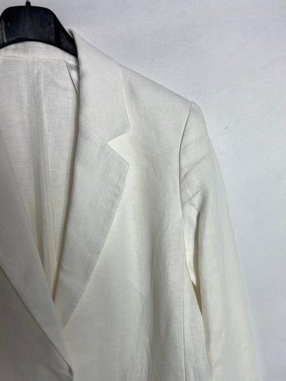 MASSIMO DUTTI. Long linen blazer. T 38