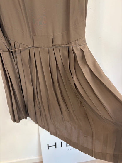 SPORTMAX. Vestido tablas caqui seda