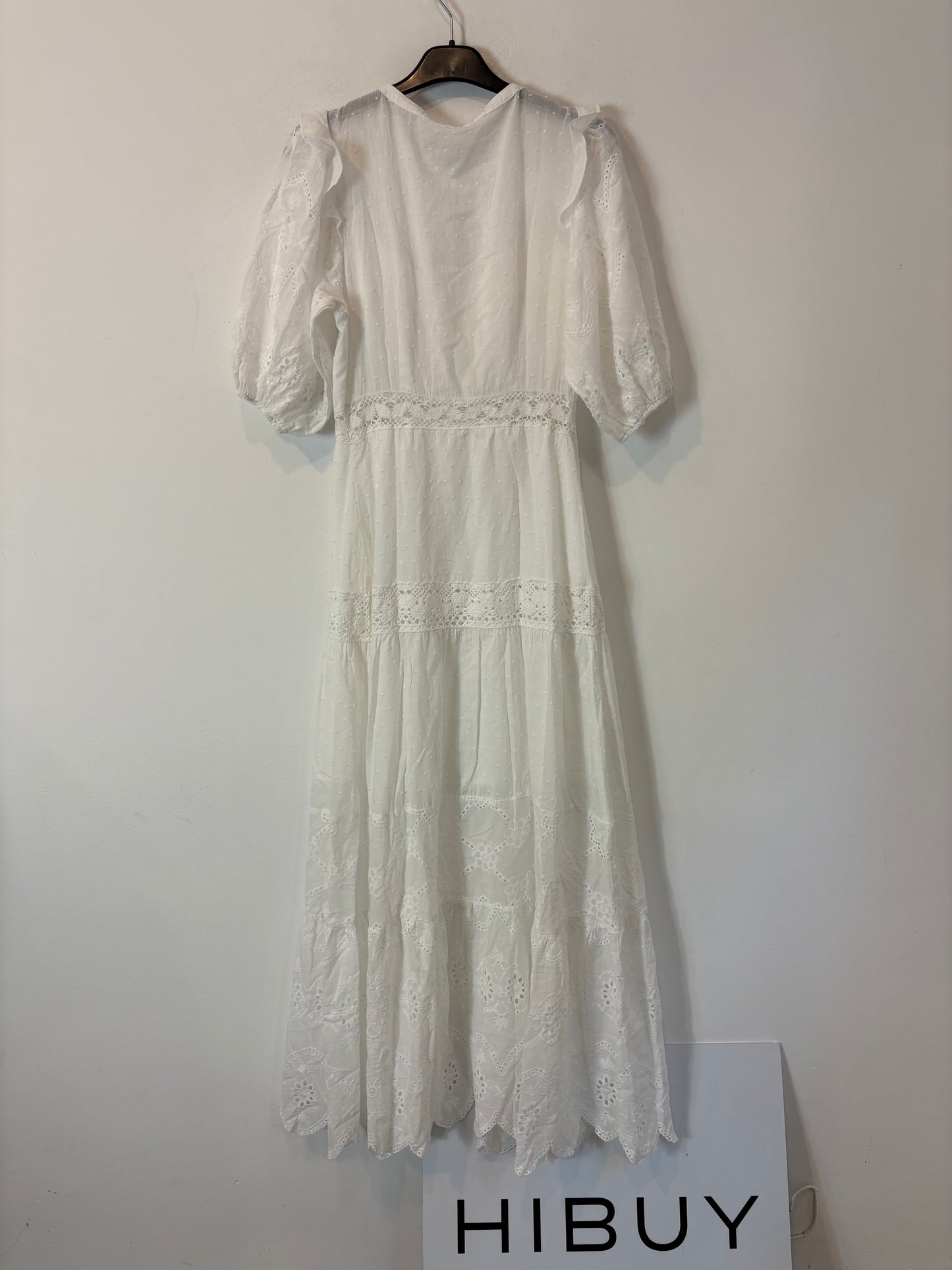 OTRAS. Vestido blanco troquelado  T XS