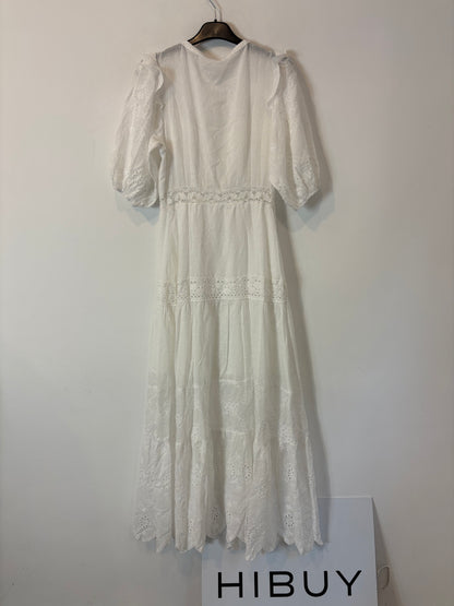 OTRAS. Vestido blanco troquelado  T XS