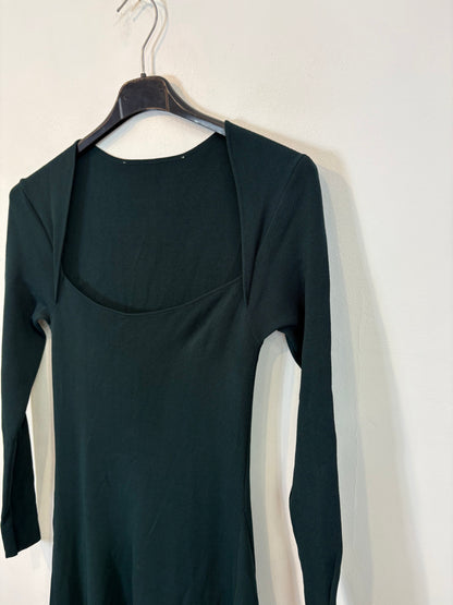 OTRAS. Vestido largo verde botella  punto elástico. T S