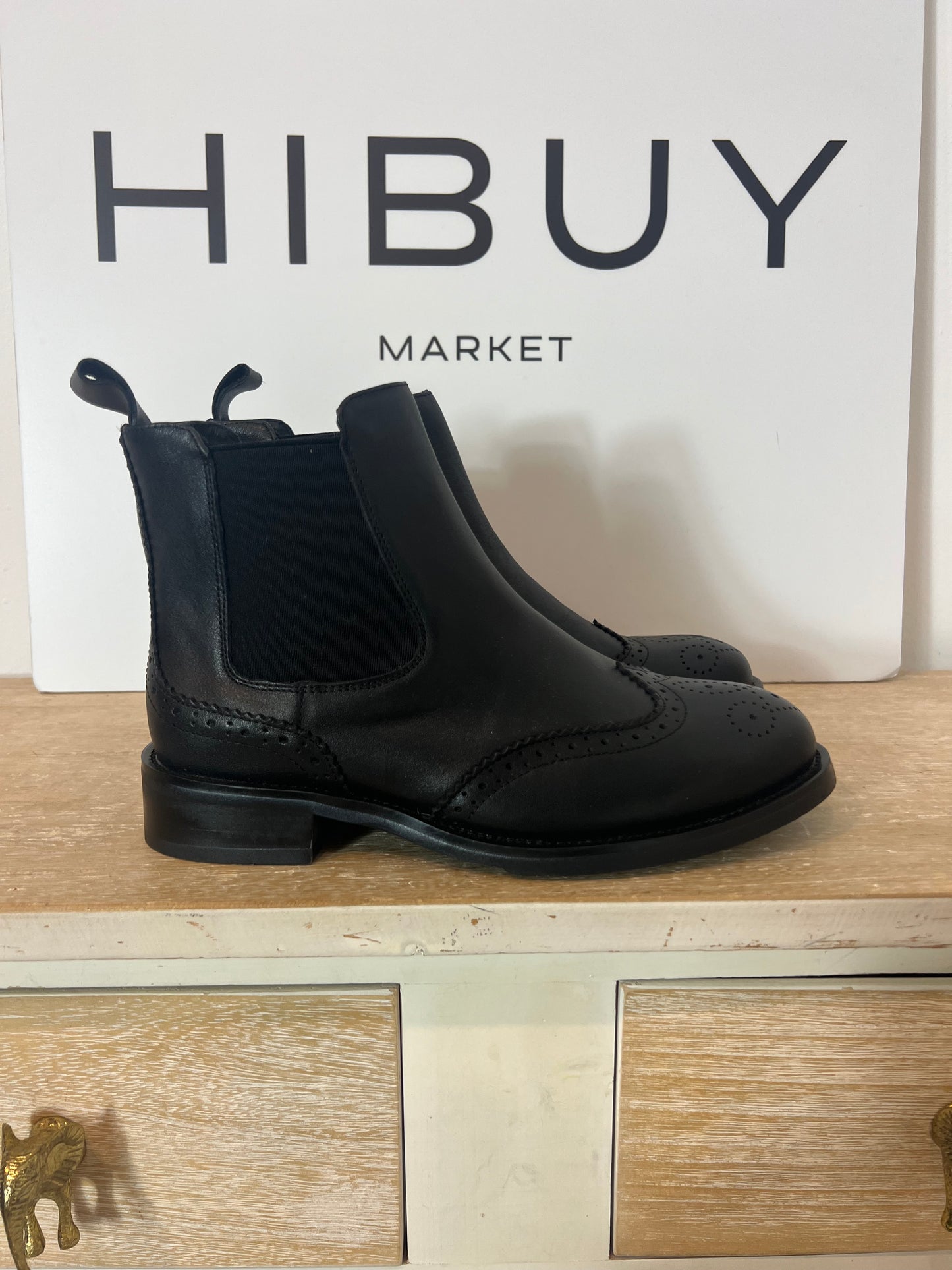 OTHER. Black ankle boots with die-cut details, size 38