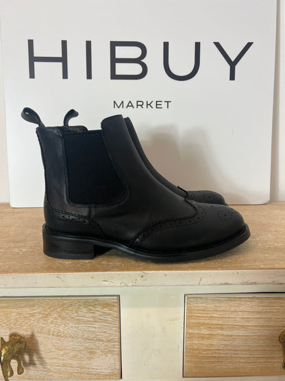 OTHER. Black ankle boots with die-cut details, size 38