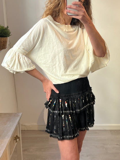 ISABEL MARANT. Falda seda lentejuelas. T 38