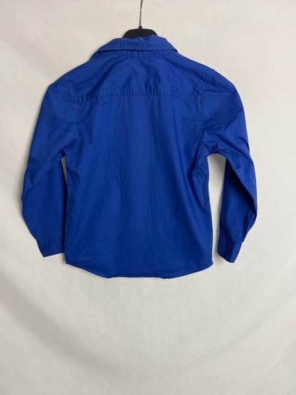 DOMBI. Blue shirt with striped detail. Size 5-6 years.