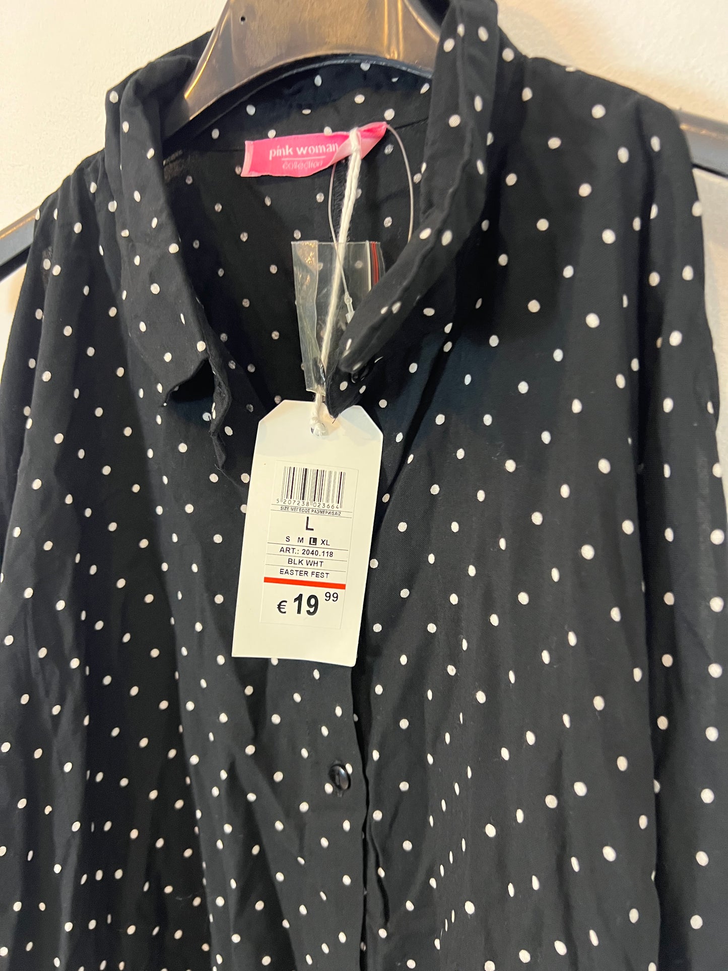 PINK WOMAN. blusa negra lunares (VARIAS TALLAS)