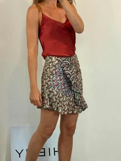 ISABEL MARANT. Falda corta estampada volante