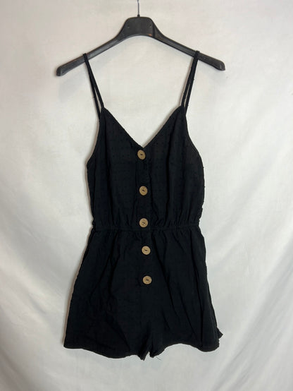 SHEIN. Black textured playsuit. Size XS