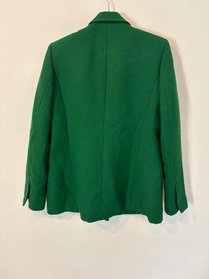 ZARA. Traje de chaqueta verde doble botonadura