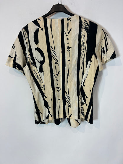 MARELLA. Top estampado abotonado vintage. T 40