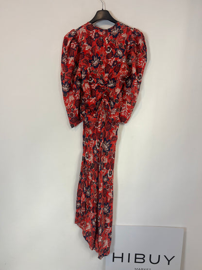 SOPHIE AND LUCIE. Vestido midi rojo estampado. T 38