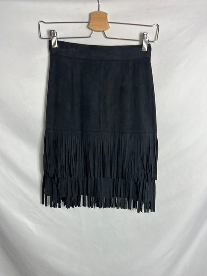 BIMANI. Falda antelina flecos T.34