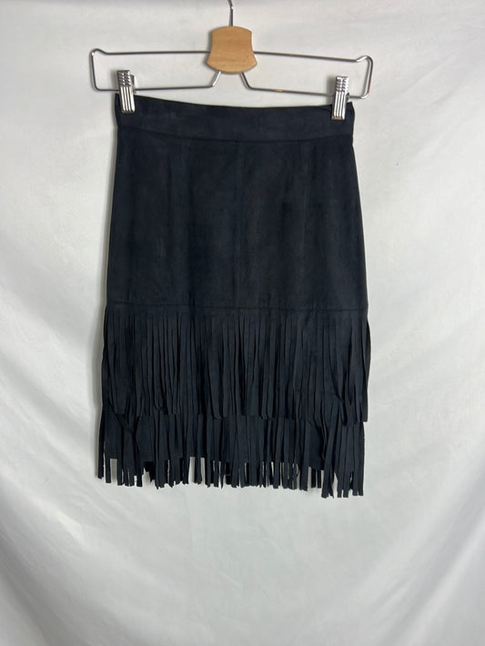 BIMANI. Falda antelina flecos T.34