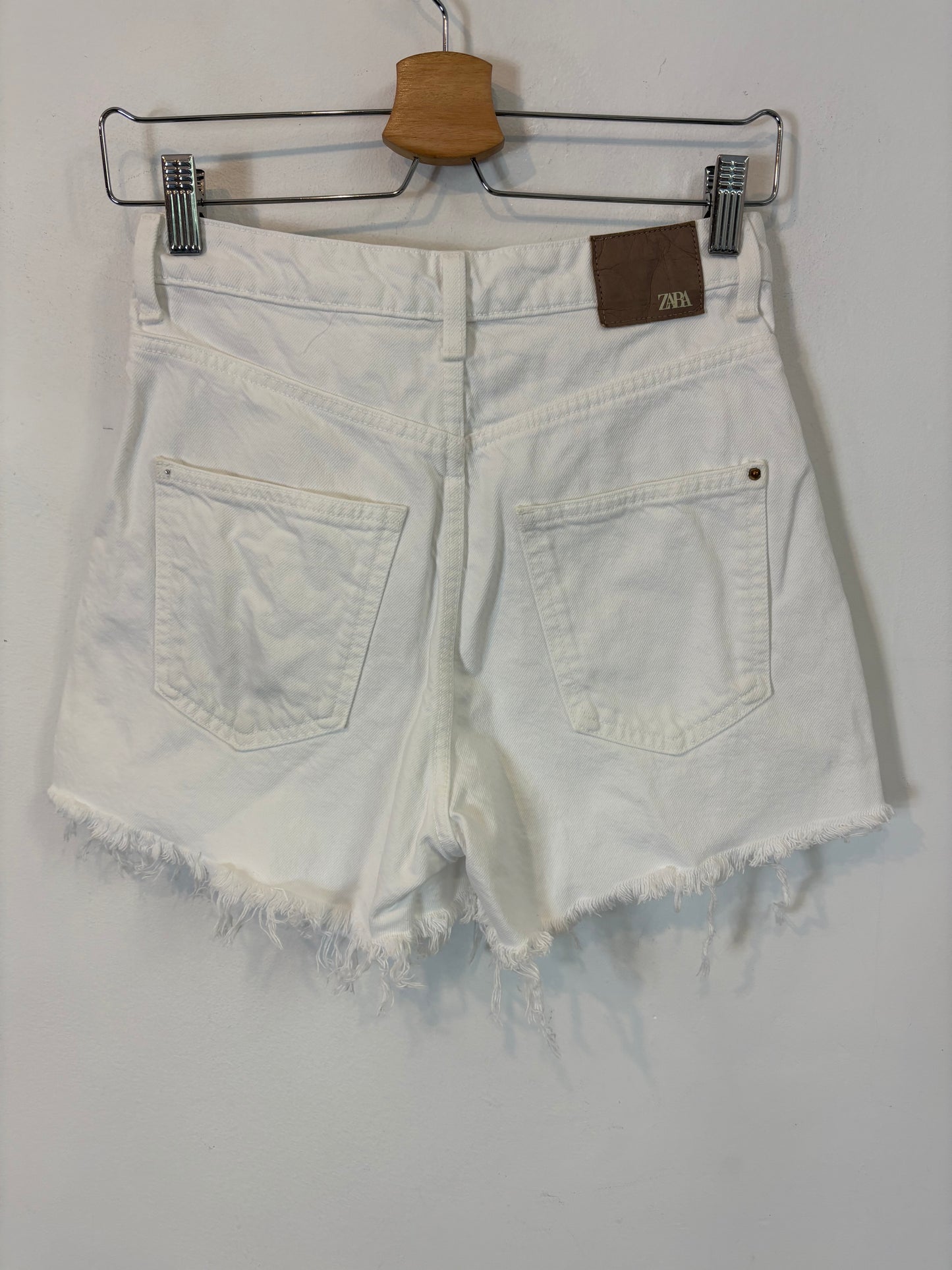 ZARA. White fringed shorts, size 36