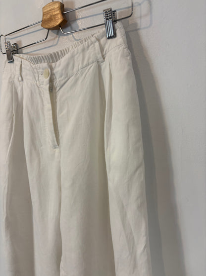 MASSIMO DUTTI. Pantalón lino blanco