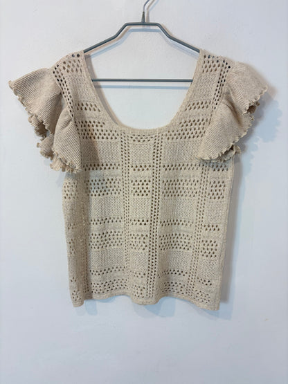 UTERQÜE. Conjunto beige de punto calado