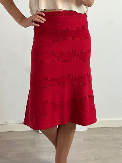 ANAUVE. Red wool midi skirt T.40